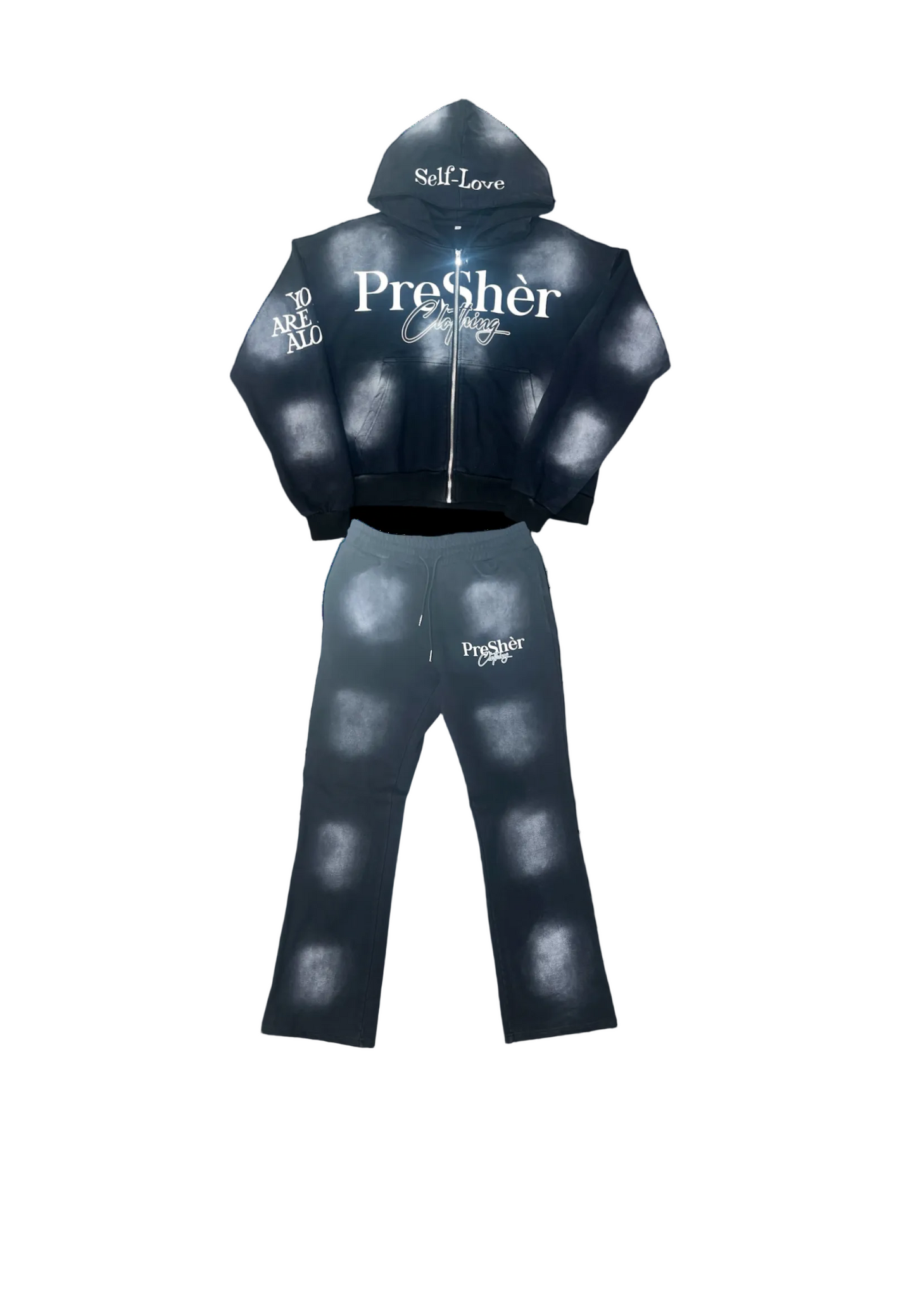 YMHM ZIPUP ACID WASH SWEATSUIT