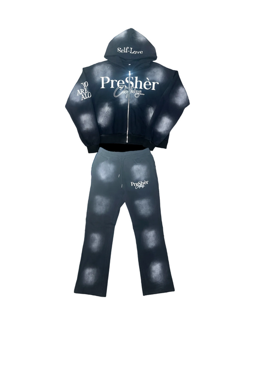 YMHM ZIPUP ACID WASH SWEATSUIT